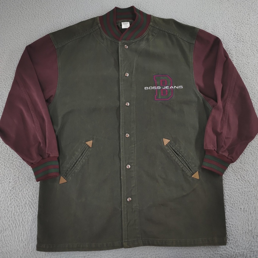 Vintage Boss Jeans Jacket Mens XL Varsity Bomber Made USA 90s Brockhurst